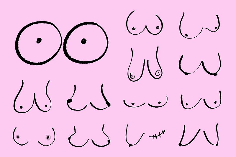 Breasts shape, women's health doodle