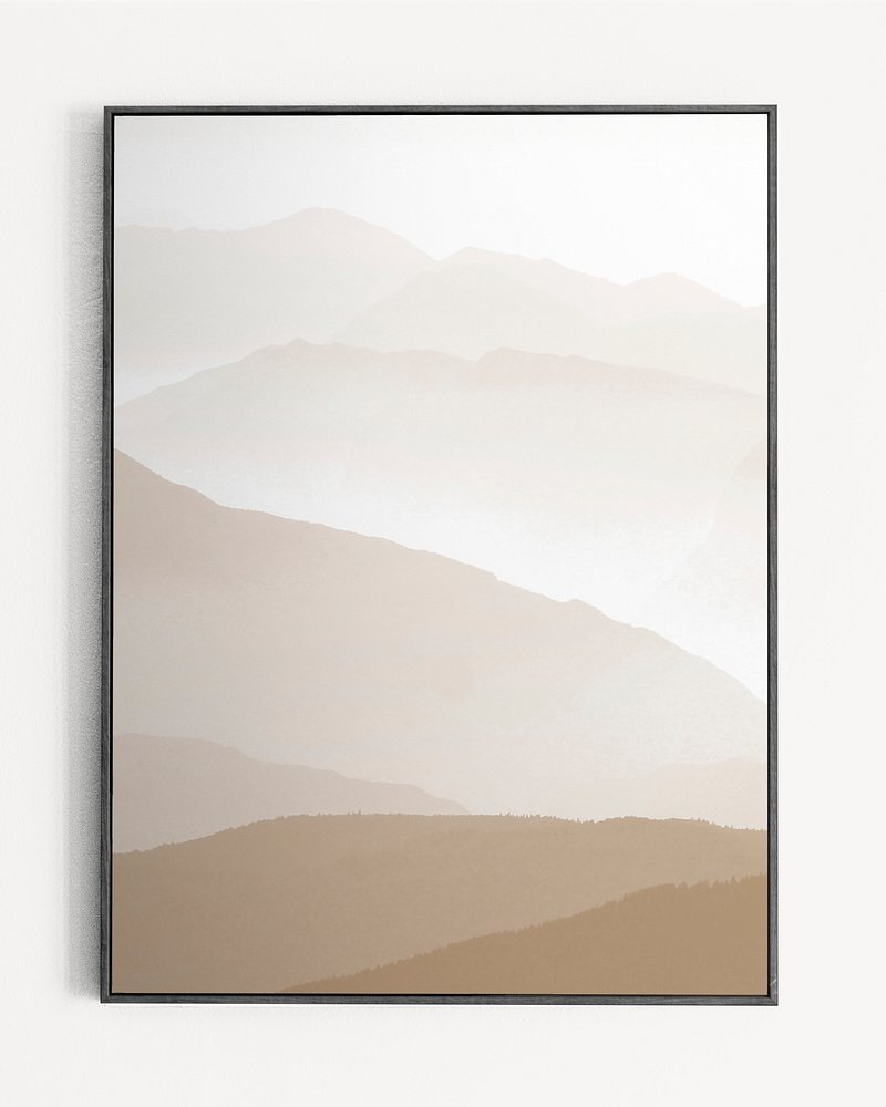 Premium PSD  Landscape frame mockup in white minimalistic room interior