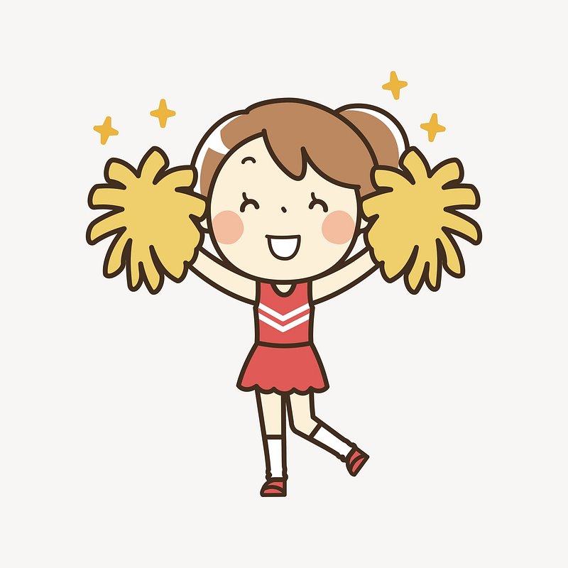 Cheerleading Clipart-cheerleader in yellow outfit holding pom poms clipart