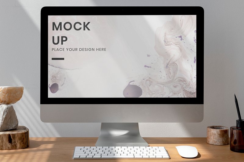 Premium PSD  Pc and music studio mockup