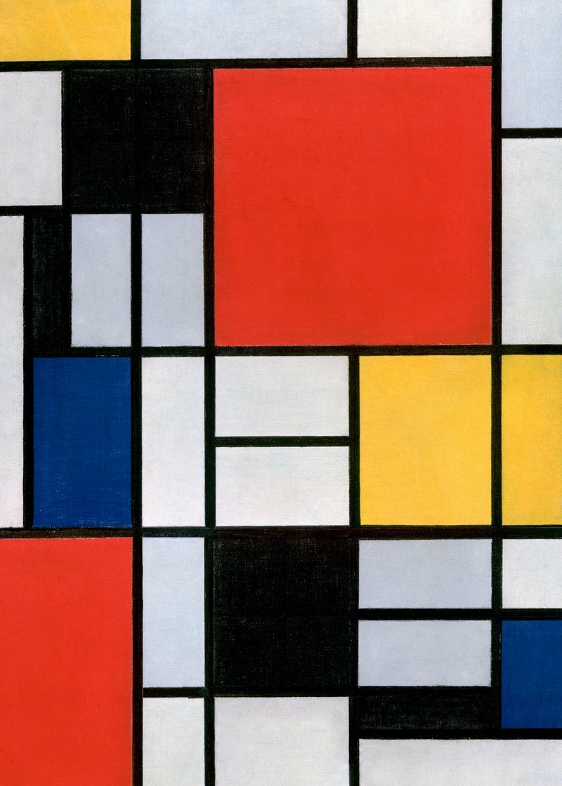 Piet Mondrian’s Composition with Red, | Premium Photo Illustration ...