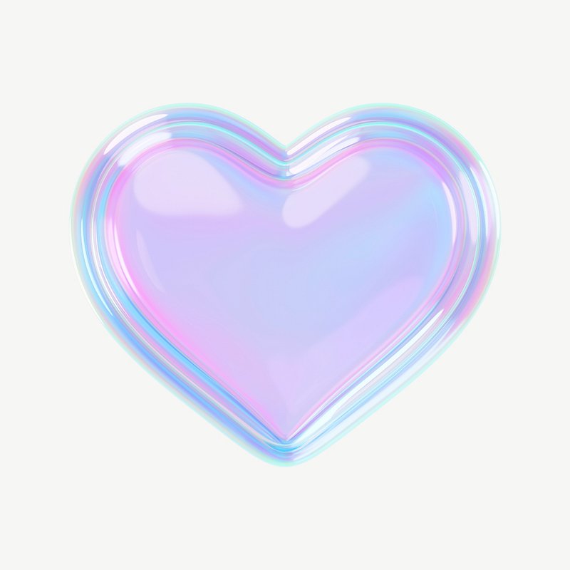 Aesthetic holographic heart, 3D collage | Premium PSD - rawpixel