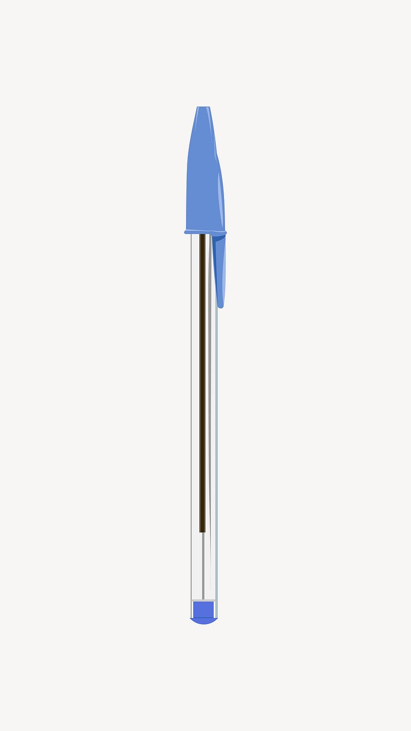 Blue pen, aesthetic stationery illustration