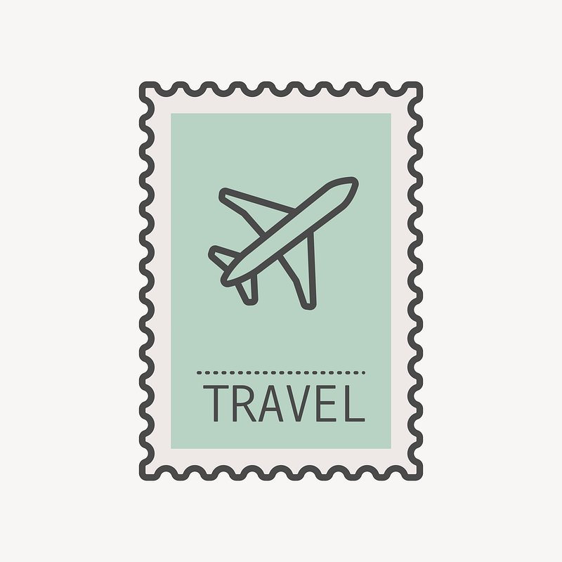 Free Vector  Stamped postcard frame with travel theme