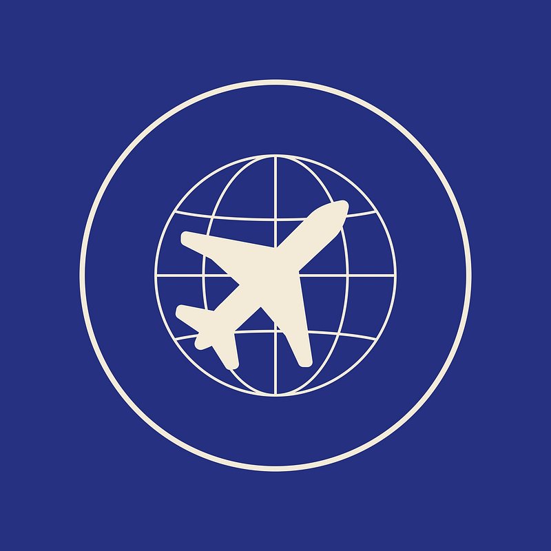 blue circle with airplane logo