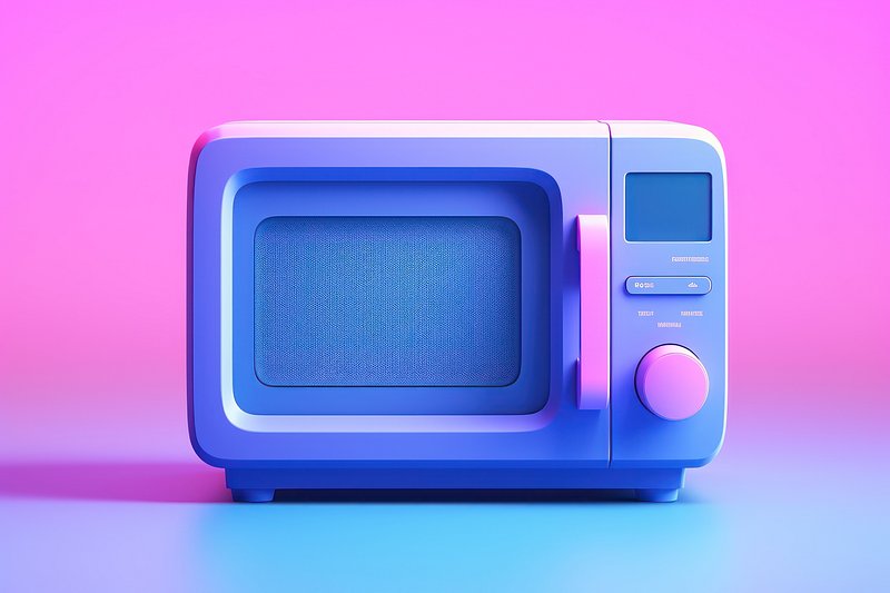 Premium Photo  Pink modern microwave oven as duotone style on a blue  background. 3d rendering