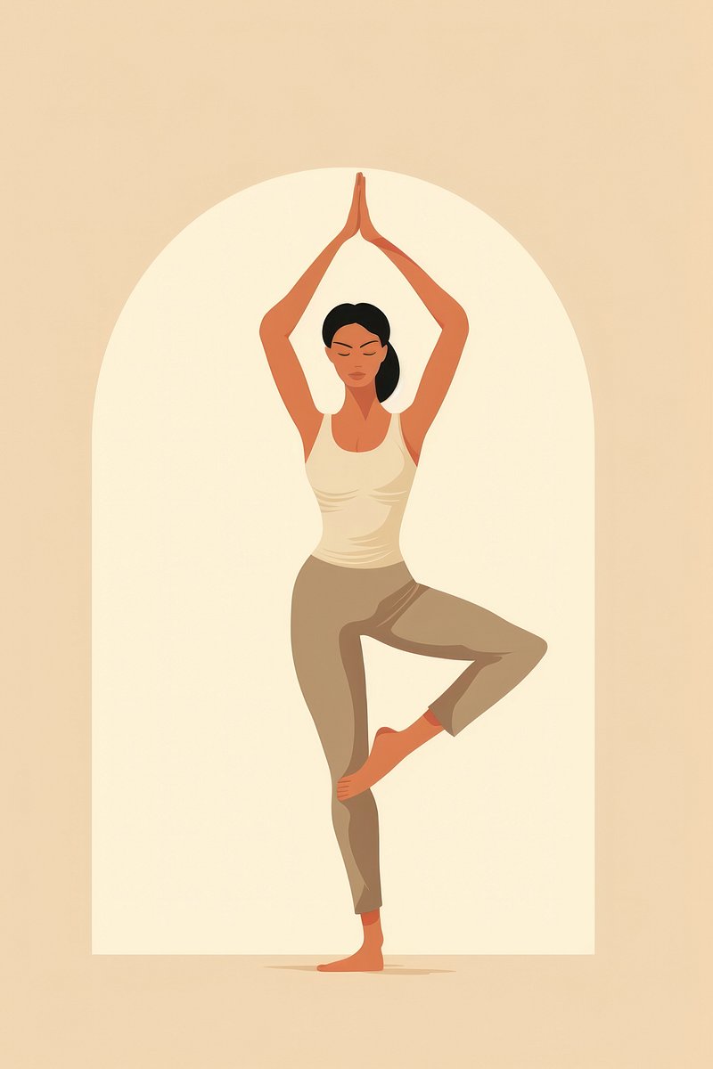 Tree Pose Yoga Workout Outline Healthy Lifestyle Vector Illustration Stock  Illustration - Download Image Now - iStock