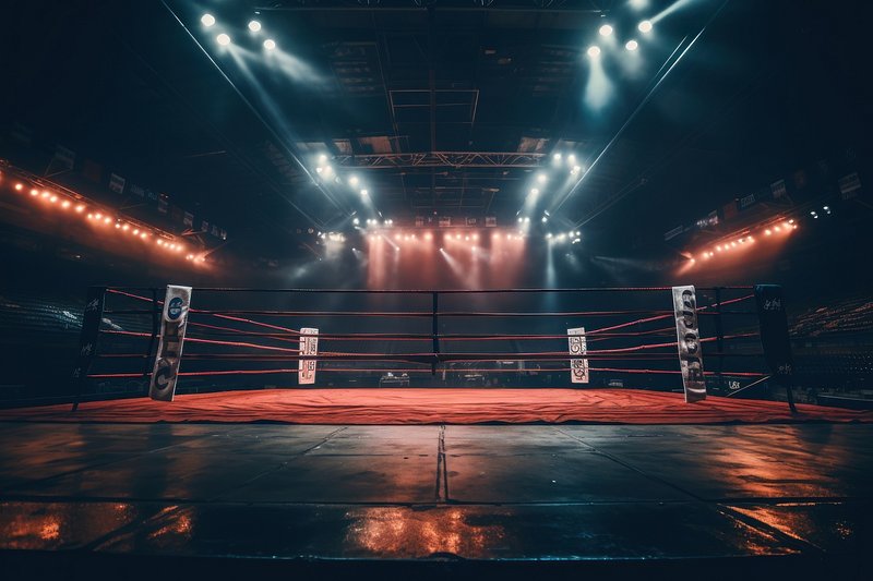 Boxing Ring with Illumination by Spotlights. Digital Effect 3d Render Stock  Image - Image of light, layout: 190076261