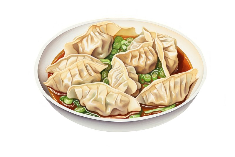 Dumpling wonton pasta plate, digital | Premium Photo Illustration ...