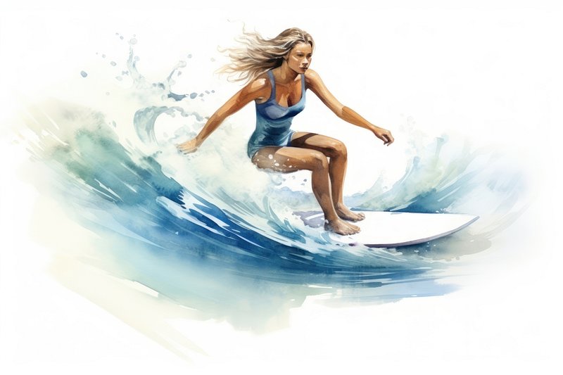 Download woman, surf, surfing, surfboard, sport- Humanic illustrations