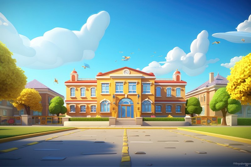 buildings in animated clouds backgrounds