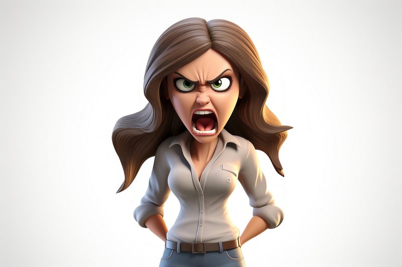 angry cartoon face girl