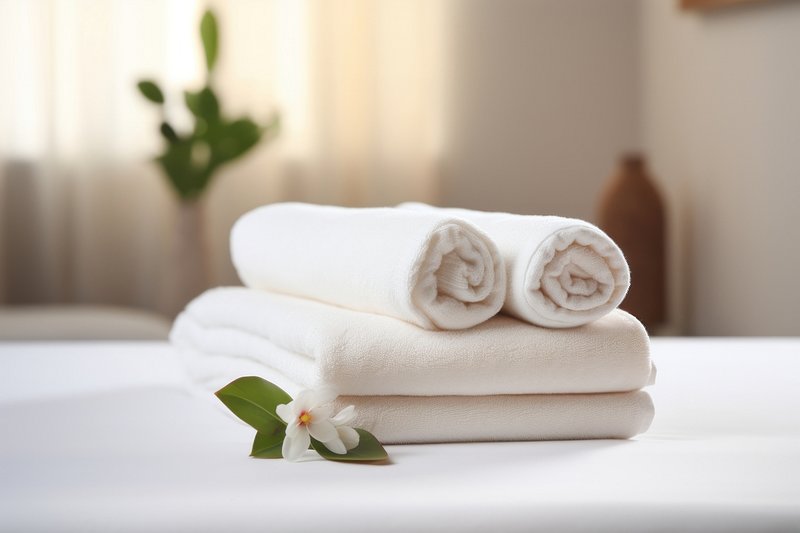 White Spa Towels On A White Background Stock Photo, Picture and Royalty  Free Image. Image 22408544.
