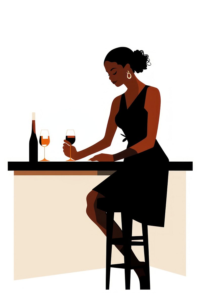 Premium AI Image  a woman with a black bra on sits in front of a bar with  a bottle of alcohol.