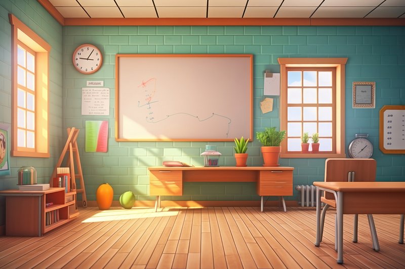 Premium AI Image  Anime Classroom Background without People With Flat  Cartoon Style and Pastel Color