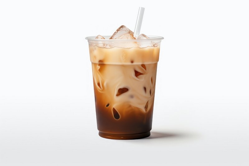 Premium Photo  Ice latte coffee in plastic glass on the white