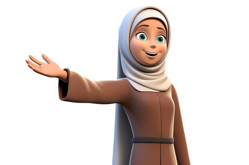 Premium Photo  A cartoon of a girl wearing a hijab and a scarf