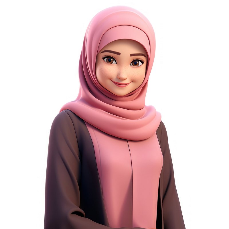 Premium Photo  A cartoon of a girl wearing a hijab and a blue scarf