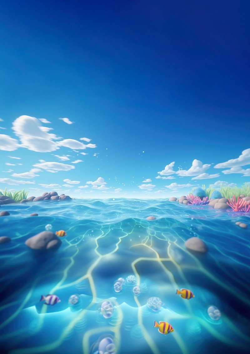 3d rendering ocean clear water.  Free Photo Illustration - rawpixel