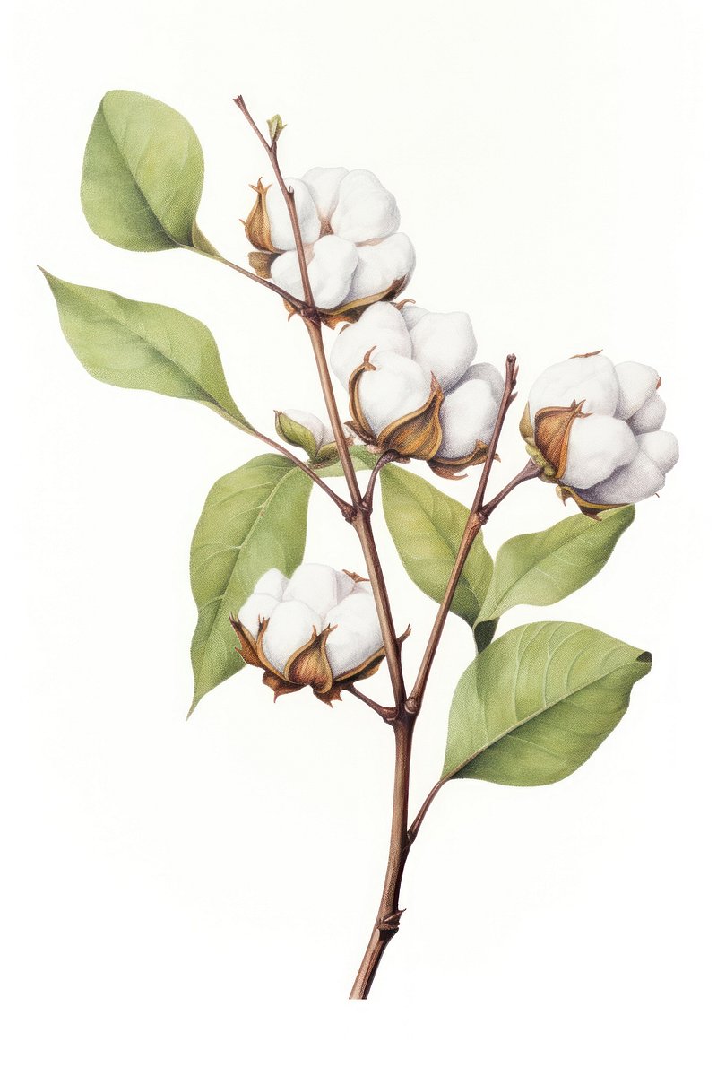 Monochrome natural set of sketches cotton plant Vector Image