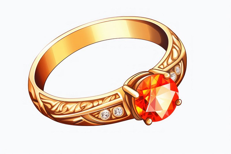 Jewelry Clipart-beautiful gold ring with ruby gems and minerals clipart