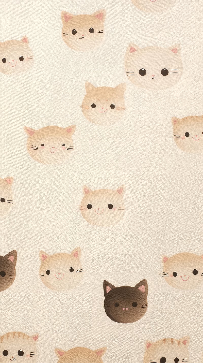  (Adorable Cats Wallpaper Pattern) Patterned Leather