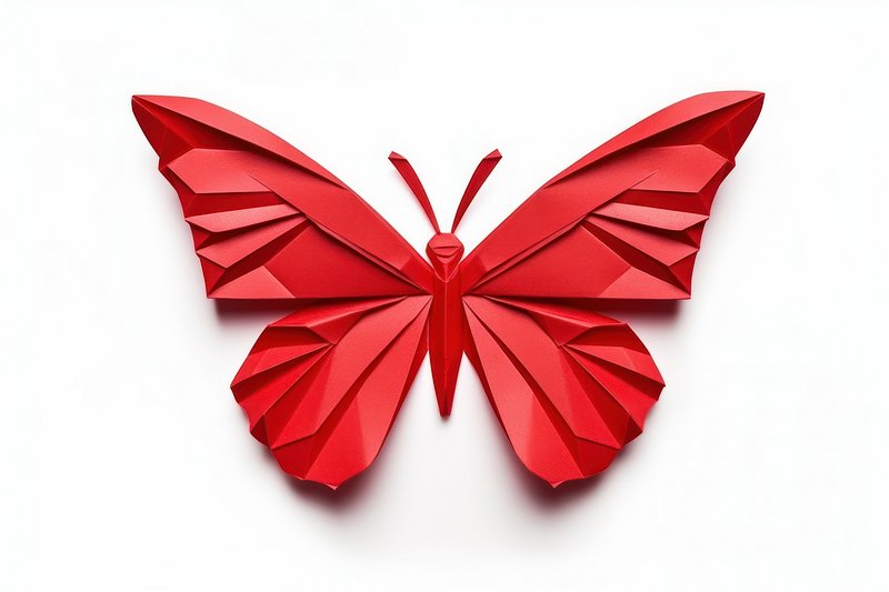 PNG Butterfly origami paper red.