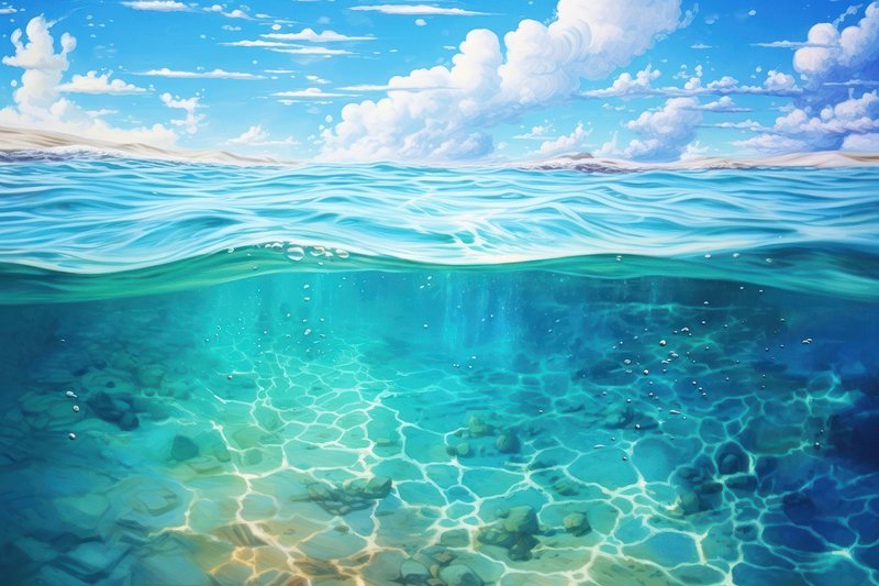 3d rendering ocean clear water.  Free Photo Illustration - rawpixel