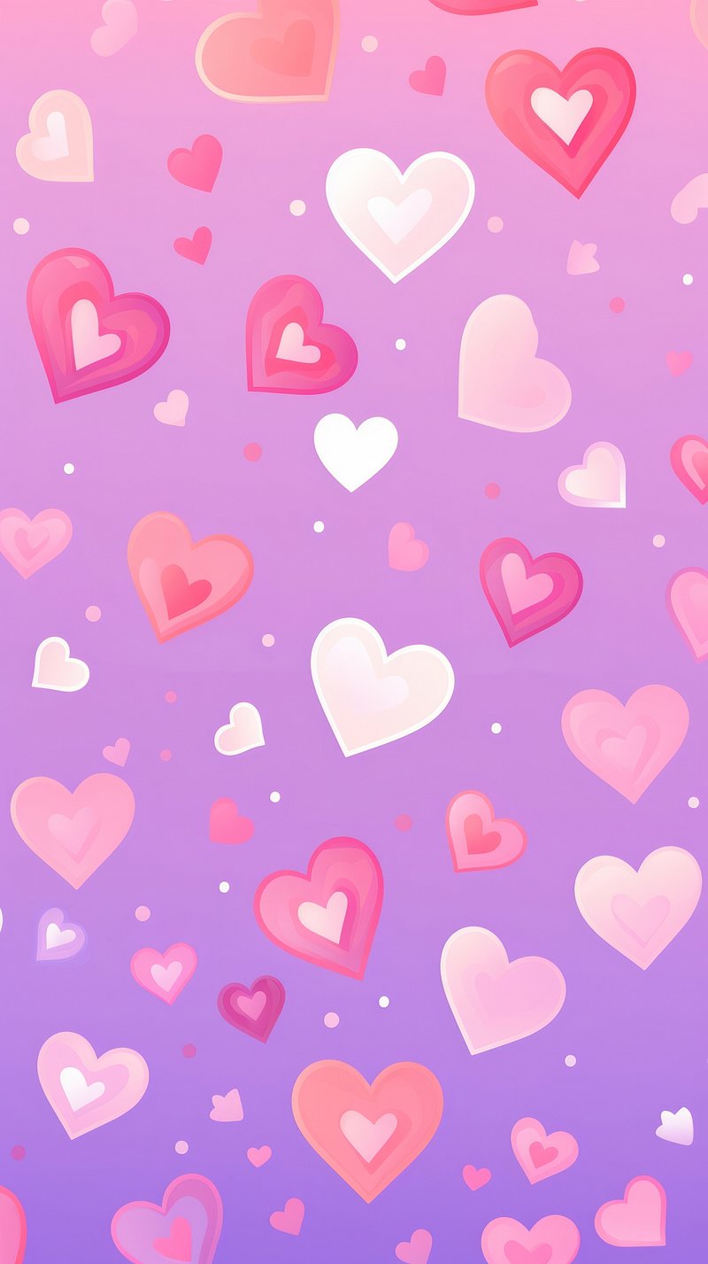 purple and pink hearts wallpaper