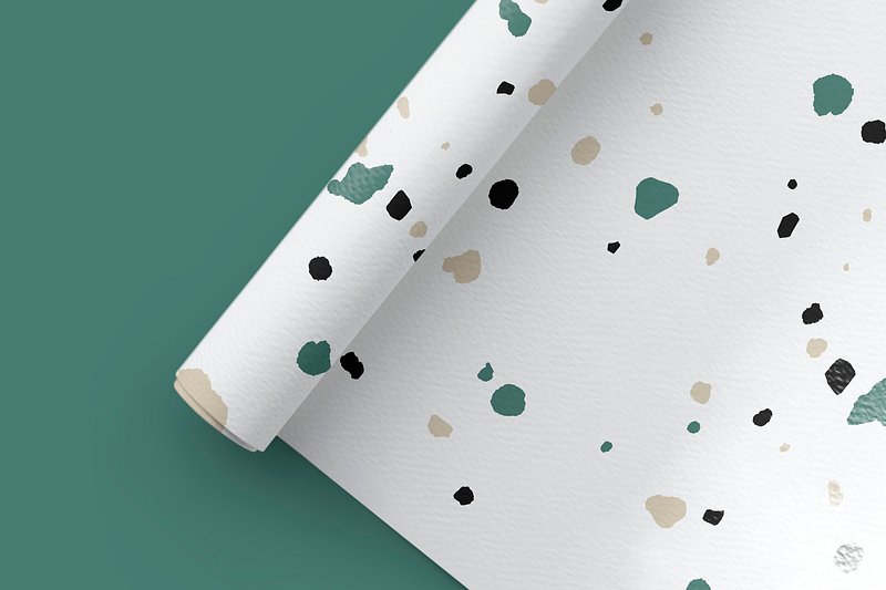 Turquoise and Gold Terrazzo Birthday Wrapping Paper Roll - World