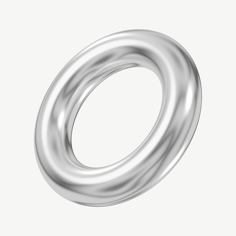 3D metallic ring, torus geometric Premium PSD rawpixel