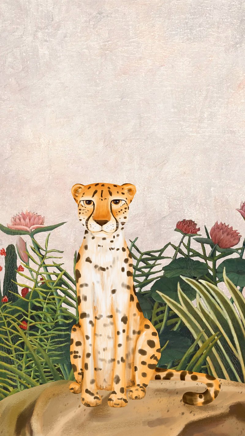Cute cheetah iPhone wallpaper, drawing  Premium Photo Illustration -  rawpixel