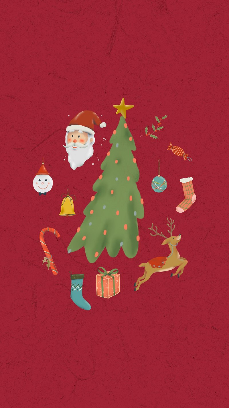 Christmas ornaments, red iPhone wallpaper | Premium Photo Illustration ...
