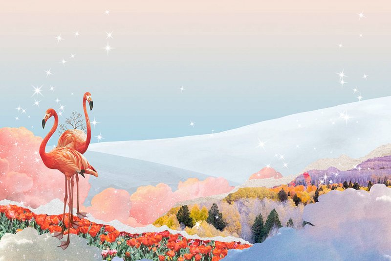 Dreamy flamingo iPhone wallpaper, surreal