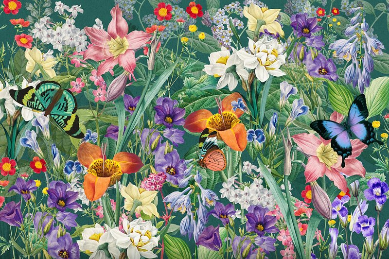 Aesthetic wildflower pattern background, vintage | Premium Photo - rawpixel