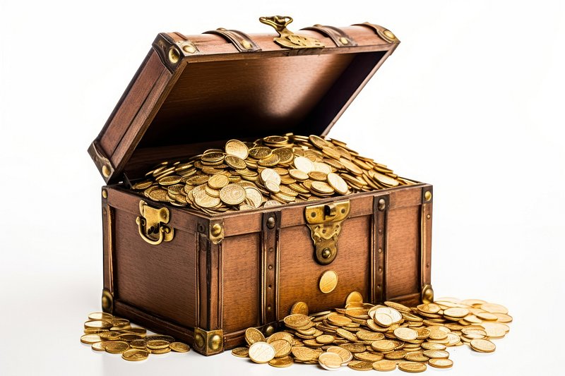 Premium Photo  Chest full of gold coins on a white background. 3d render