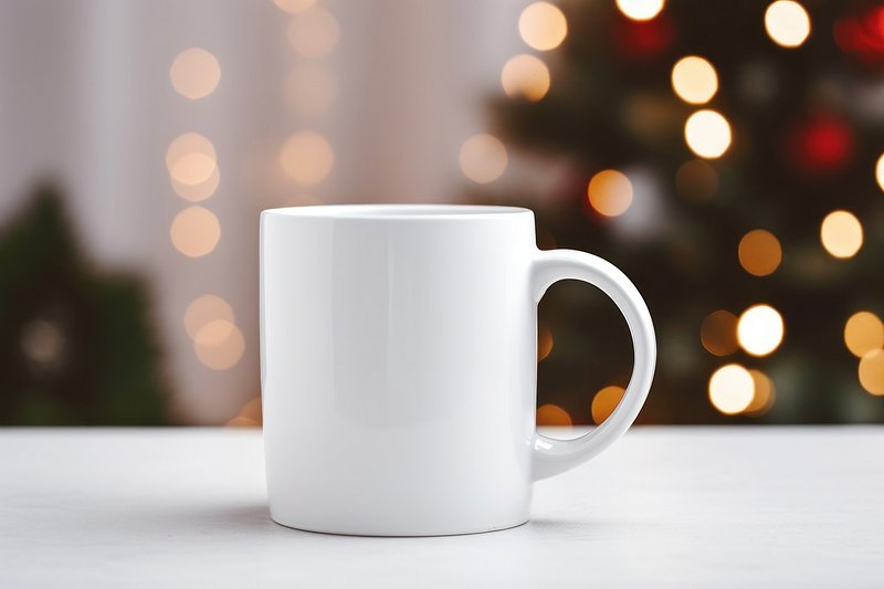White Christmas Coffee Cup Mockup PSD
