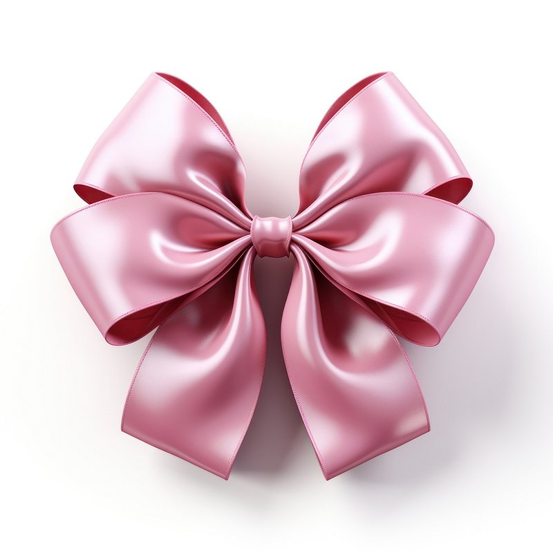 Pink Silk Ribbon And Bow On Spotted And Striped Background For