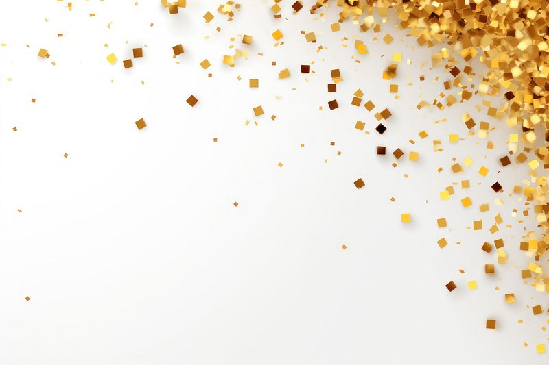 Golden confetti background. Sparkling and shiny tinsel decoration