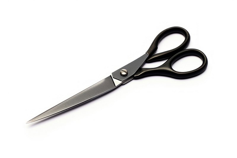 Sharp Black Steel Scissors Lie On Stock Photo 1177682734