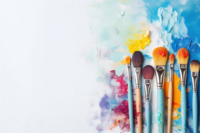 Premium AI Image  Watercolor of a Set of Artists Paintbrushes Each Stroke  Capt Home Accents on White Back Ground