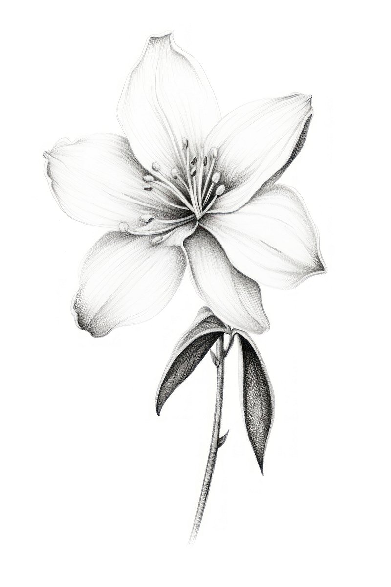Jasmine flower sketch in doodle, Colorful drawing on a white background.::  tasmeemME.com