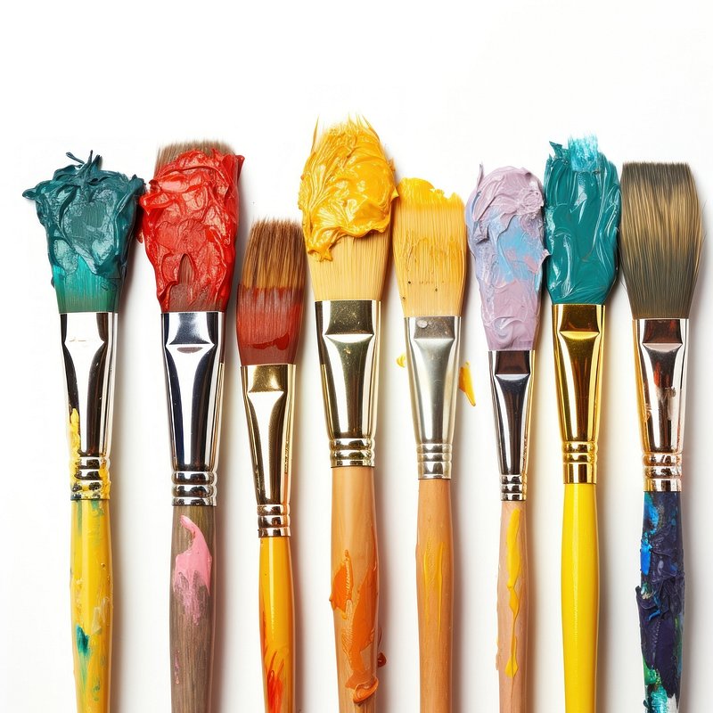 Premium Photo  Row of artist paint brushes on background