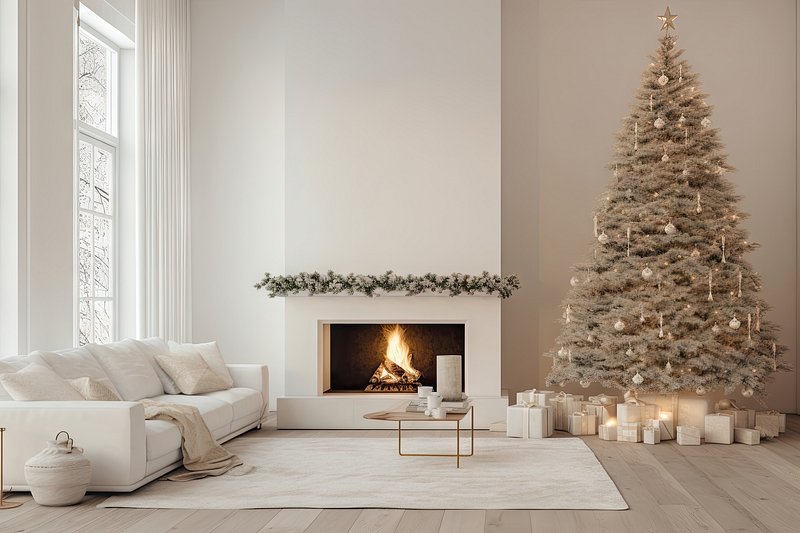 Premium Photo  Warm and cozy living room with fireplace stockings and  festive touches