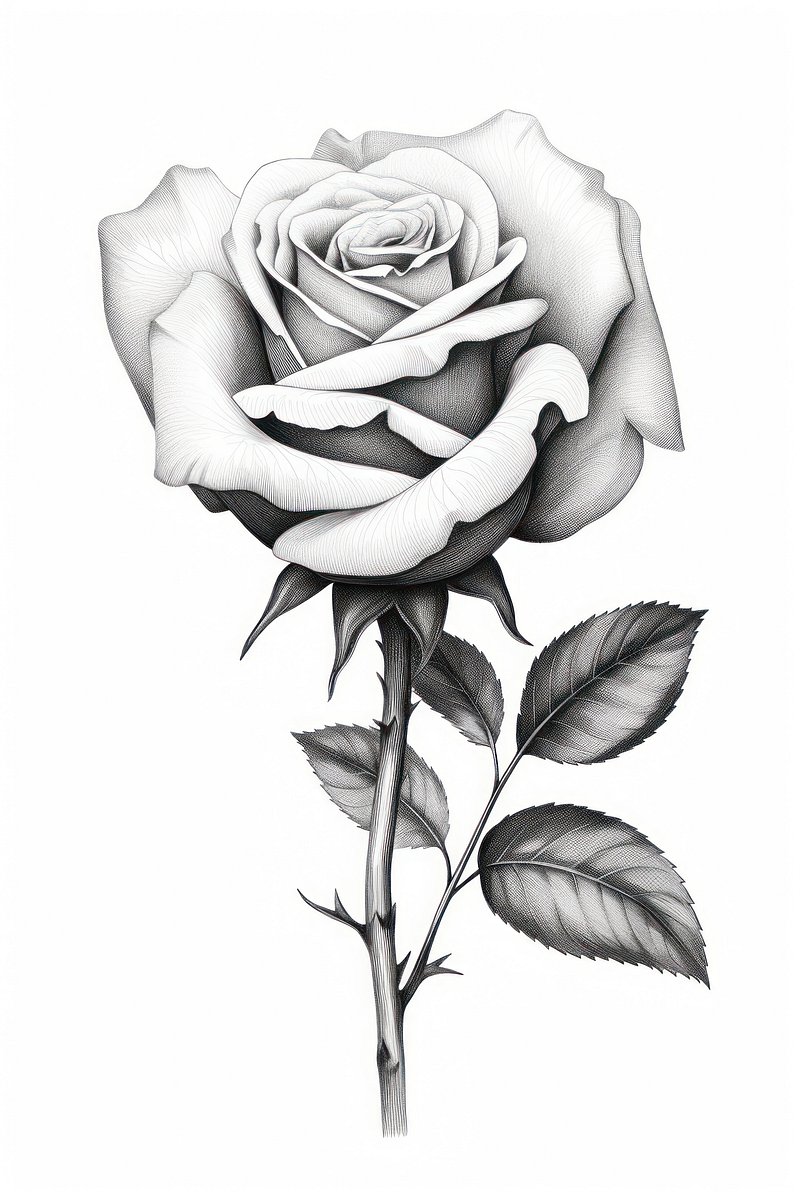 Drawing sketch rose flower. AI | Premium Photo Illustration - rawpixel