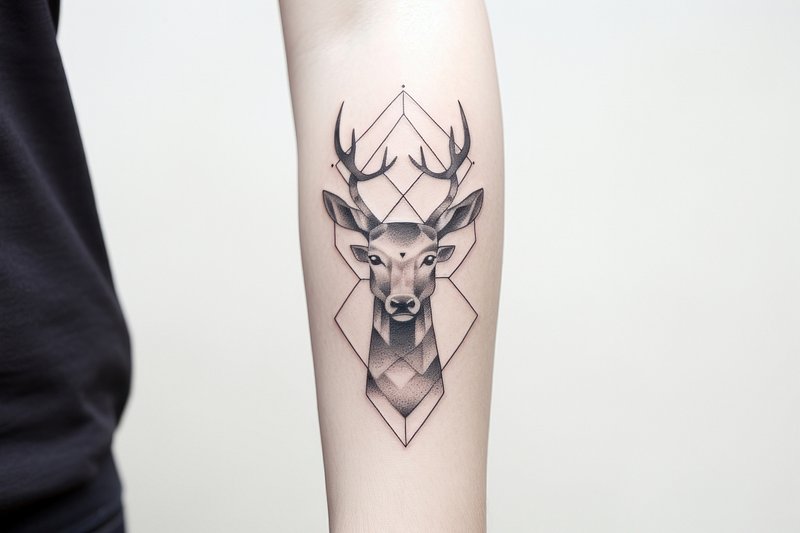 New Waterproof Temporary Minimalist Geometric Hunting Deer Buck Tattoo  Black | eBay