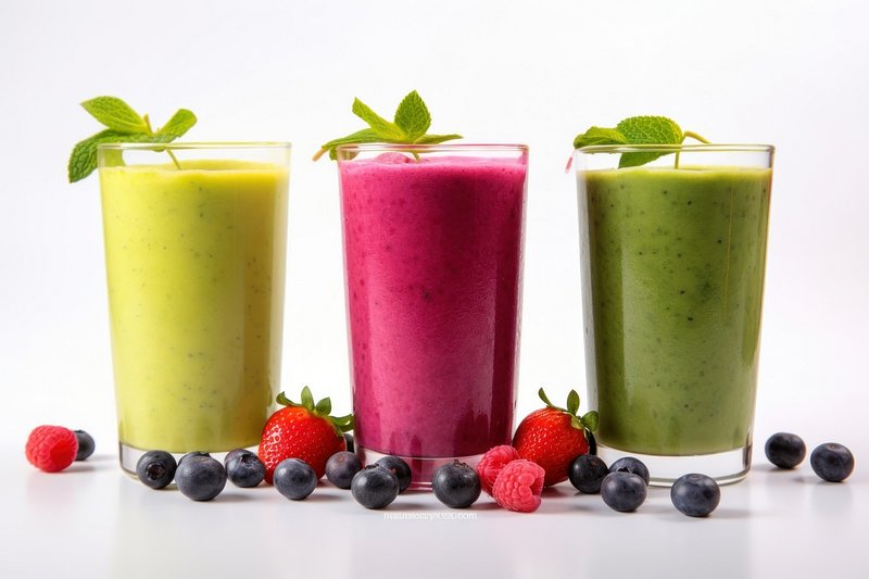 Fresh fruit smoothie made with electric blender generated by AI