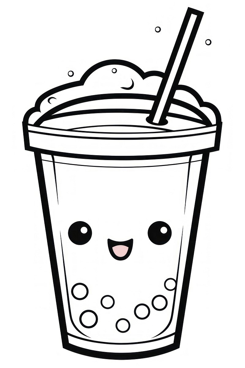 Boba Tea Drawing Cartoon Drink. 