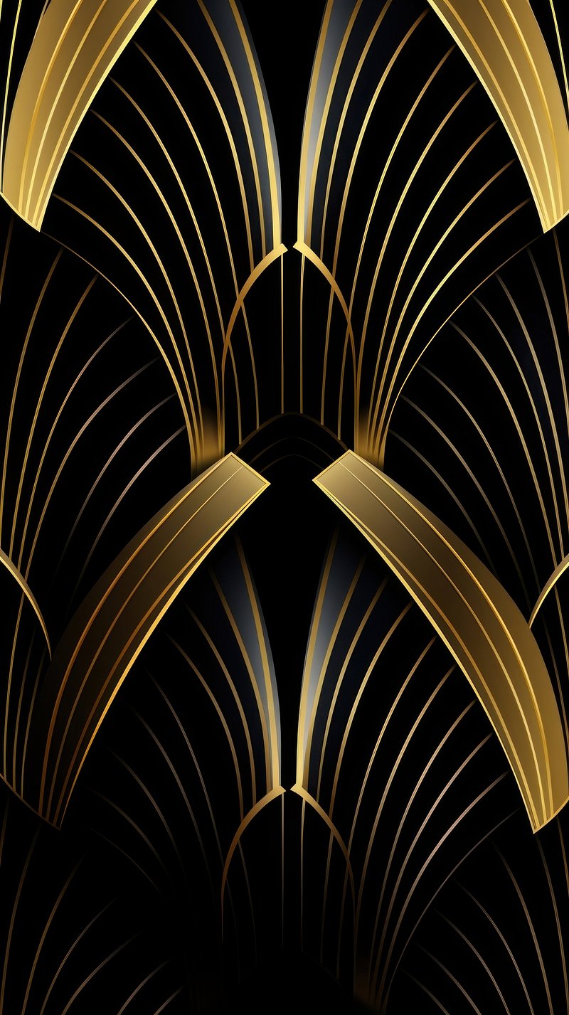 Premium AI Image  Art deco wallpaper that is black and gold.