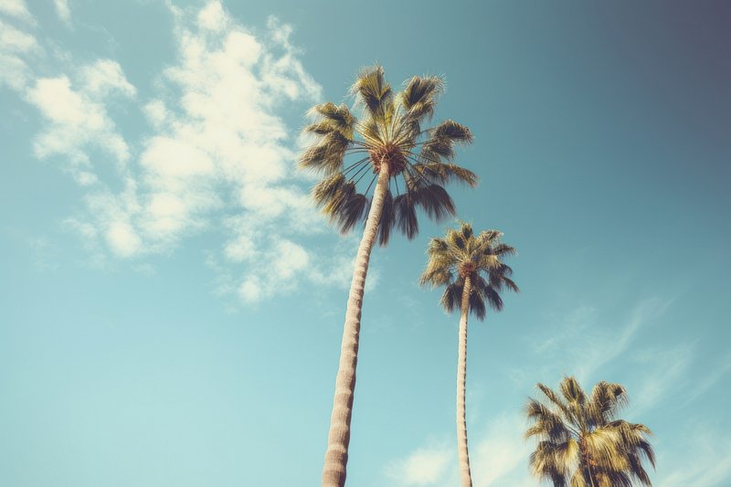 Palm trees evening sky